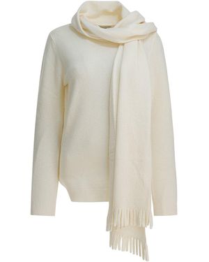 Sandbeige Strickwaren - Weiß