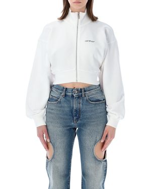 Off-White c/o Virgil Abloh Flower Cropped Zip Fleece - Blue