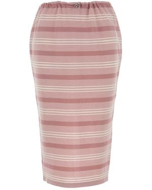 Prada Embroidered Piquet Skirt - Pink