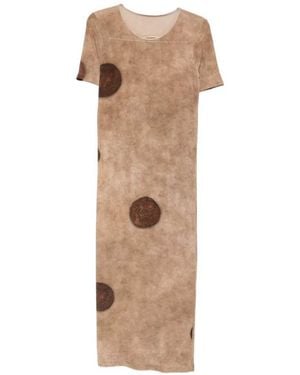 Uma Wang Midi-jurk Met Korte Mouwen En Stippenprint - Naturel