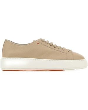Santoni Leather Clean Sneakers - Brown