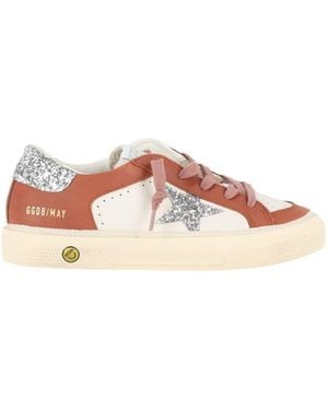 Golden Goose Sneakers May Leather Upper And Toe Glitter Star And Heel/Bordeaux - Pink