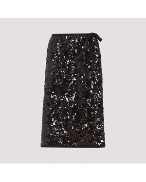 Prada Sequined Nude Neutral Skirt - Schwarz