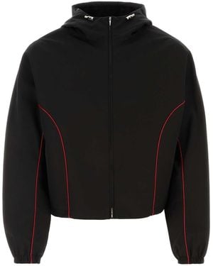 Ferragamo Tech Cotton Blouson Jacket With Contrast Piping - Black