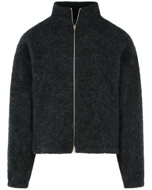 Jil Sander Lava Stone Wool Fleece Sweatshirt - Black