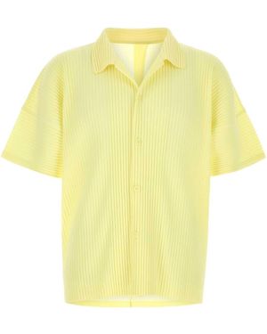 Homme Plissé Issey Miyake Homme Plissé Pleated Polyester Shirt For - Yellow