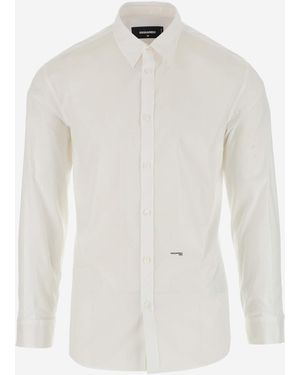 DSquared² Stretch -Baumwollhemd mit Logo - Weiß