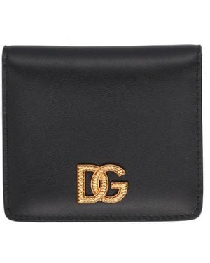 Dolce & Gabbana Calfskin Wallet With Dg Logo For - Black