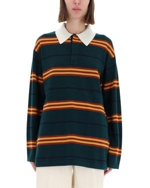 Guest In Residence "striped Rugby" Polo Shirt - Blue