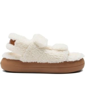 Moon Boot Gemütliche Shearling Sandalen - Weiß
