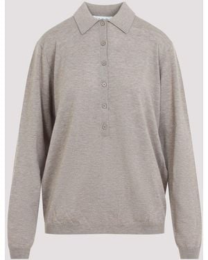 Frankie Shop Das Frankie Shop Tala Strick-Poloshirt mit V-Ausschnitt - Grau