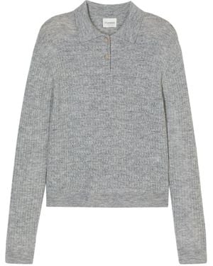 Closed Ribgebreid Poloshirt - Grijs