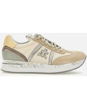 Premiata Conny6671 Beige Platform Sneakers - Wit