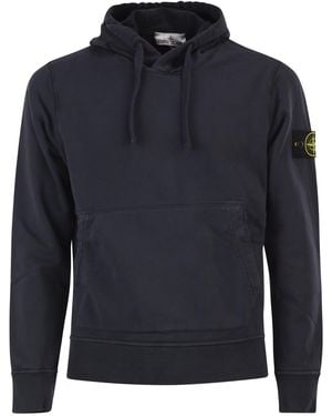 Stone Island Sudadera de corte estándar con capucha y bolsillo canguro de - Azul