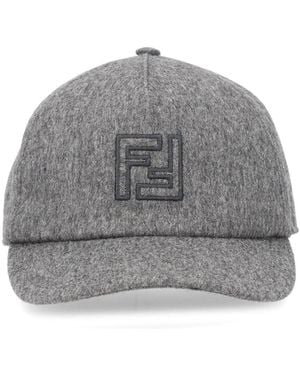 Fendi Wool And Cashmere Baseball Hat - Grey
