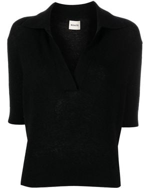 KHAITE Shrunken Cashmere Polo Shirt - Black