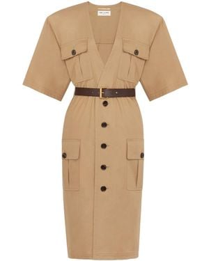 Saint Laurent Midi Dresses - Natural