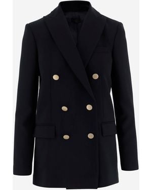 F.it Double Breasted Stretch Nylon Jacket - Blue
