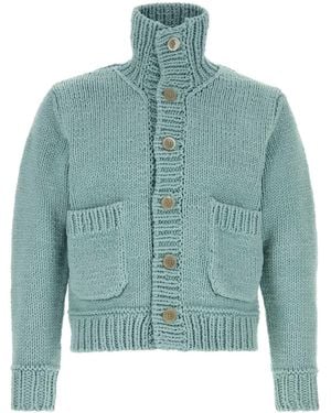 Junya Watanabe Light-blue Cotton Blend Cardigan