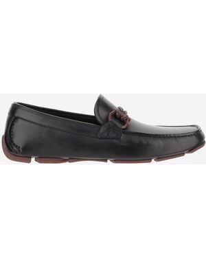 Ferragamo Gancini Ornamented Driver Loafers - Black