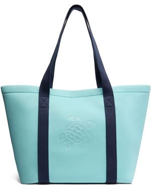 Vilebrequin Polyester Tote Bag With Embossed Turtle Logo - Blue
