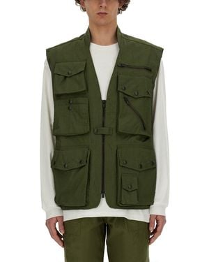 Needles Utility Vest With Multiple Pockets And Zip Closure - Green
