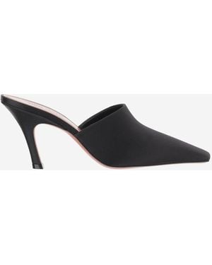 AMINA MUADDI Jamie Silk Satin Mules - Black