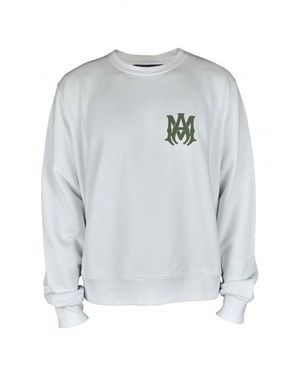 Amiri Cotton Sweatshirt With Khaki Logo Print - Gray