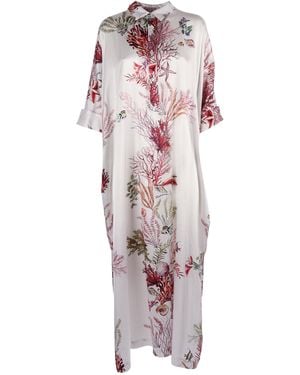 Shirtaporter Hemd A Porter Abito Lungo Caftano In Seta - Pink