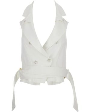 Elisabetta Franchi Weste mit Gürtel - Weiß