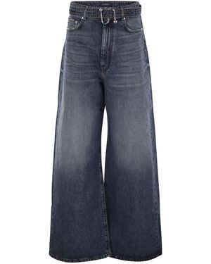Sportmax Procida Lage Taille Oversized Denim Broek - Blauw