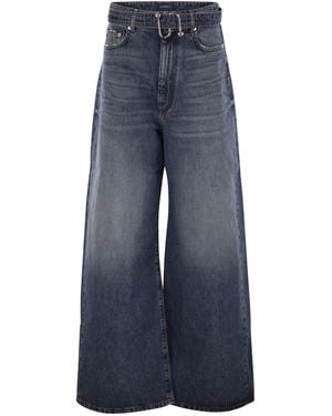 Sportmax Procida Low Waisted Oversize Denim Trousers - Blue