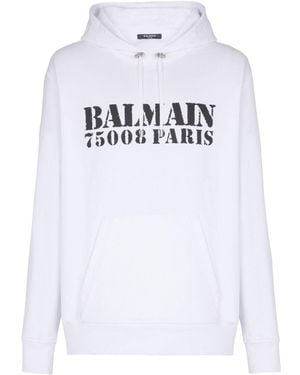 Balmain Hoodie Mit Logo-Print - Weiß