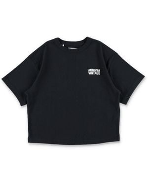 American Vintage Girls Logo Boxy T-Shirt - Blue