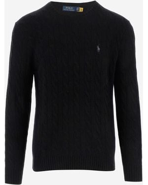 Polo Ralph Lauren Woll- und Kaschmirpullover mit Zopfmuster - Schwarz