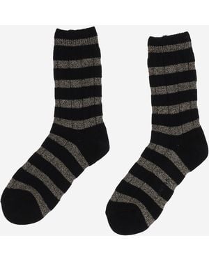 ANT45 Calcetines De Mezcla De Algodón Elástico Con Estampado De Rayas - Negro