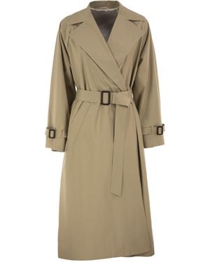Weekend by Maxmara Wkdfatto Wasserabweisender langer Trenchcoat mit Gürtel - Natur