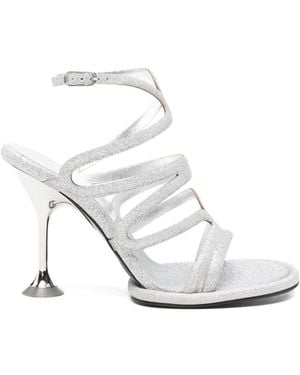 Sergio Rossi Glittered Heel Sandals - White