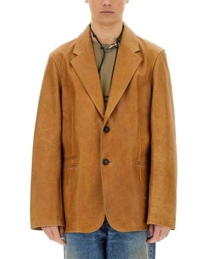 Our Legacy Leather Opening Blazer - Brown