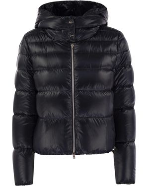 Herno Ultralight Nylon Bomberjacke mit Kapuze - Schwarz