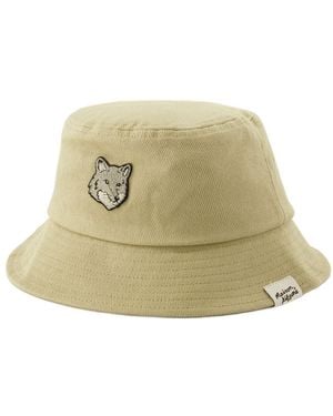 Maison Kitsuné BOLD Fox Head Eimer Hut Baumwoll Beige - Natur