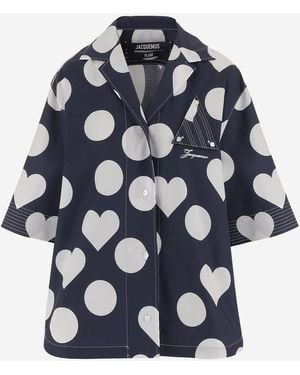 Jacquemus Baumwollhemd mit Allover-Print - Blau