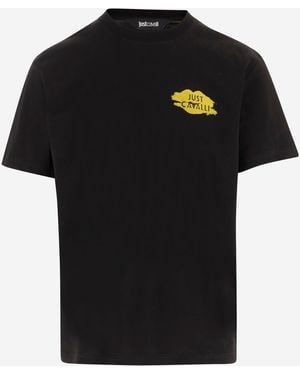 Just Cavalli Printed Cotton T Shirt - Black