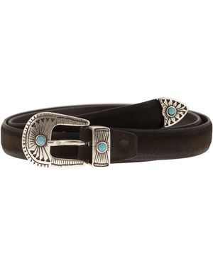 Alberto Luti Leather Belt With Machined Buckle - Black