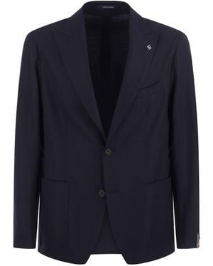 Tagliatore Tailored Wool Jacket With Revered Collar - Blau