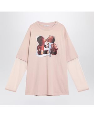 Acne Studios Layered T Shirt With Print - Pink