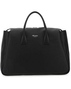 Prada Zwarte Lederen Reistas