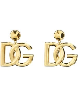 Dolce & Gabbana Crystal Logo Ohrringe - Mettallic