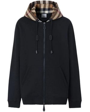 Burberry Cotton Ball With Zipper And Hood Check - Black
