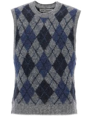 Our Legacy Soft Duke Argyle Formal Knit Vest - Blue